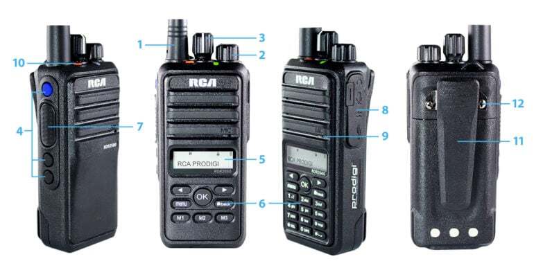 A numbered two-way radio diagram that includes an RDR2500, an RDR2550, and an RDR2600.